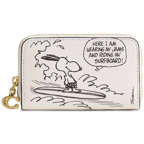 Coach Handbags - Coach White Snoopy Surf Zip Wallet with Gold Hardware